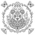 Animal Vector illustration. Adult or kids coloring book page in Zen boho style. Antistress