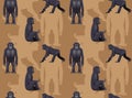 Ape Bonobo Cartoon Seamless Wallpaper
