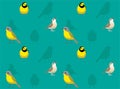 Bird Hooded Warbler Cute Cartoon Seamless Wallpaper Background