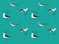 Bird Stilt Cute Cartoon Poses Seamless Wallpaper Background