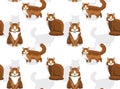 Cat Siberian Cartoon Background Seamless Wallpaper