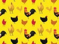 Chicken Australorp Cartoon Seamless Wallpaper