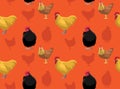 Chicken Orpington Cartoon Seamless Wallpaper