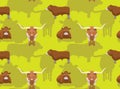 Cow Texas Longhorn Limousin Cartoon Seamless Wallpaper
