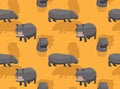 Cute Cartoon Hippo Yawning Background Seamless Wallpaper