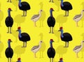 Cute Cassowary Bird Cartoon Seamless Background Wallpaper