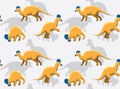 Dinosaur Corythosaurus Cartoon Background Seamless Wallpaper