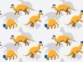 Dinosaur Corythosaurus Cartoon Background Seamless Wallpaper Royalty Free Stock Photo