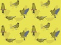 European Greenfinch Poses Cute Cartoon Character Seamless Wallpaper Background