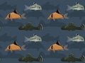 Freshwater Fish Catfish Cartoon Seamless Wallpaper