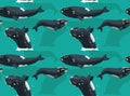 Southern Right Whale Cartoon Background Seamless Wallpaper