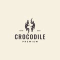 Animal water crocodiles minimalist hipster logo design vector