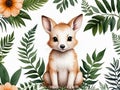 animal watercolor illustration , cartoon animal