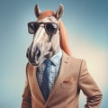 Corporate Punk Horse: A Stylish Mashup Of Light Brown And Gray