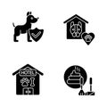 Animal welfare black glyph icons set on white space