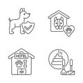 Animal welfare linear icons set