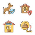 Animal welfare RGB color icons set