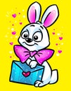 Animal white rabbit postcard letter love character cartoon illustration