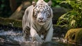 A magnificent white tiger in foerst