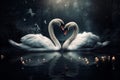 Two swans in love. Generative AI