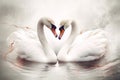 Two swans in love. Generative AI