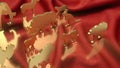 The animal wood plate on red silk background 3d rendering