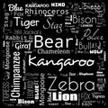 animal word cloud, word cloud use for banner, painting, motivation, web-page, website background, t-shirt & shirt printing, poster