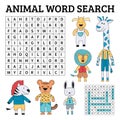 Animal word search game for kids