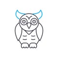 Animal world owl vector thin line stroke icon. Animal world owl outline illustration, linear sign, symbol concept. Royalty Free Stock Photo