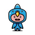 Cute bird chirpy blue costume mascot