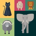 Animals of Africa. Big Five . Vector illustration of a flat on a