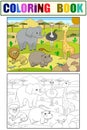 Animals of Africa savanna coloring vector for adults