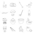 Animals, alcohol, plants and other web icon in outline style. sport, history, agriculture icons in set collection.