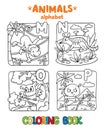 Animals alphabet or ABC. Coloring book Royalty Free Stock Photo