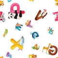 Animals alphabet background, Set of cartoon English type letters Royalty Free Stock Photo