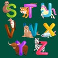 Animals alphabet set for kids abc education in preschool. Royalty Free Stock Photo