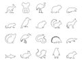 Animals of Australia Icons Set. Kangaroo, Koala, Emu. Editable Stroke. Simple Icons Collection