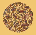 Animals drawings aboriginal australian style Royalty Free Stock Photo