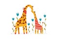 Animals baby, cute giraffes, mom and son, happy family, animal world, wildlife, cartoon vector illustration, isolated on Royalty Free Stock Photo
