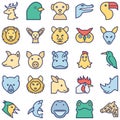 Animals and Birds Vector Icons Set which can easily modify or edit Royalty Free Stock Photo