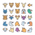 Animals and Birds Vector Icons Set which can easily modify or edit