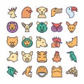 Animals and Birds Vector Icons Set which can easily modify or edit Royalty Free Stock Photo