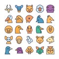 Animals and Birds Vector Icons Set which can easily modify or edit Royalty Free Stock Photo