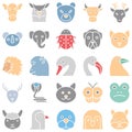 Animals and Birds Vector Icons Set which can easily modify or edit Royalty Free Stock Photo