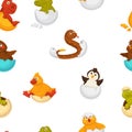 Animals born from eggs, eggshells and reptiles seamless pattern vector.