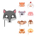 Animals carnival mask vector festival decoration masquerade and party costume cute cartoon head decor celebration