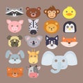 Animals carnival mask vector set festival decoration masquerade and party costume cute cartoon head decor