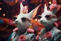 Animals carnival where attendees wear fantastical costumes.Animals in masks, dresses and makeup that captures the magic of the