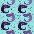 Animals cartoon seamless crocodile lizard dragon pattern for wrapping paper and fabrics and linens and kids