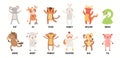 12 animals of Chinese zodiac, cute cartoon set Royalty Free Stock Photo